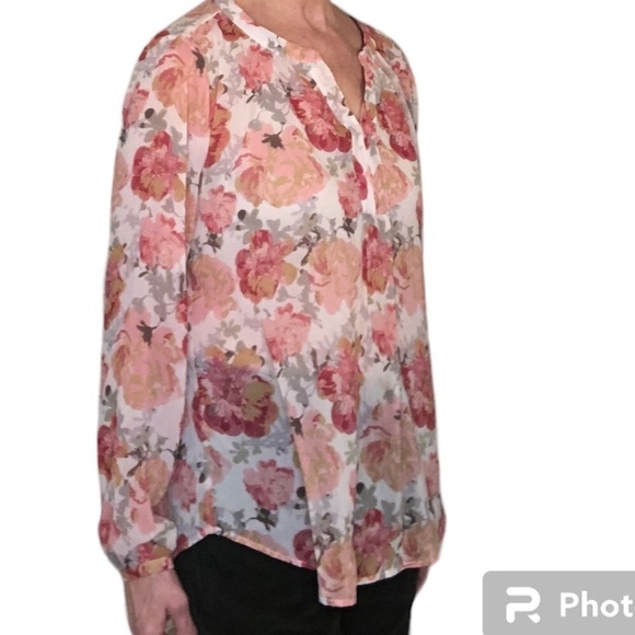 Floral Hyper-feminine  Sheer Size Large Blouse - Picture 7 of 11